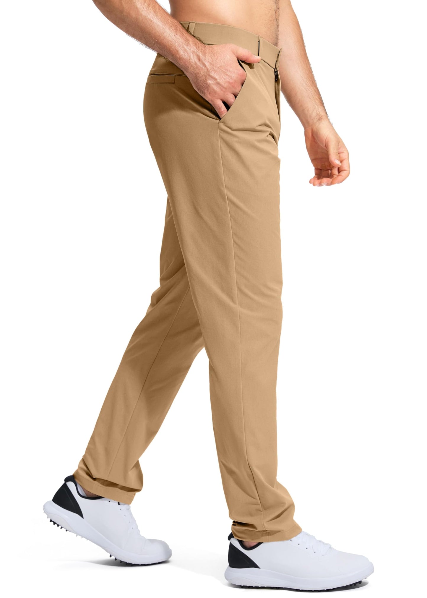 Pudolla Golf Pants for Men Stretch Dress Pants Mens Work Pants 32 Lightweight Quick Dry Casual Slacks Trousers with Pockets(Dark Khaki 32Wx32L)