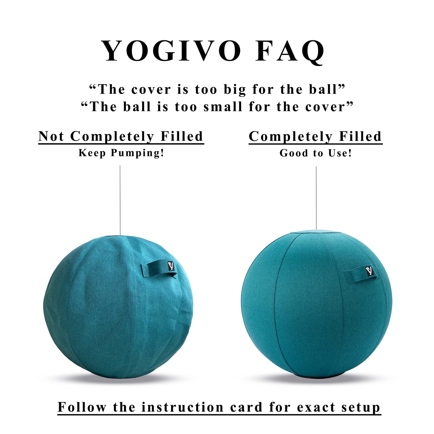 YOGIVO Sitting Ball Chair, Yoga Ball Chair Exercise Ball Chair for Home Office Desk, Stability Ball for Fitness & Pilates, Ergonomic Balance Ball Seat with Cover and Pump