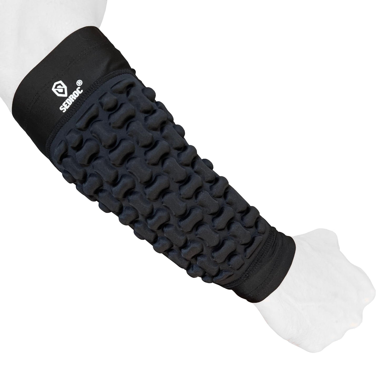 Sedroc Padded Arm Guards Forearm Protectors Ultra Thin Compression Sleeves with Pads (Black - Pair, Medium)