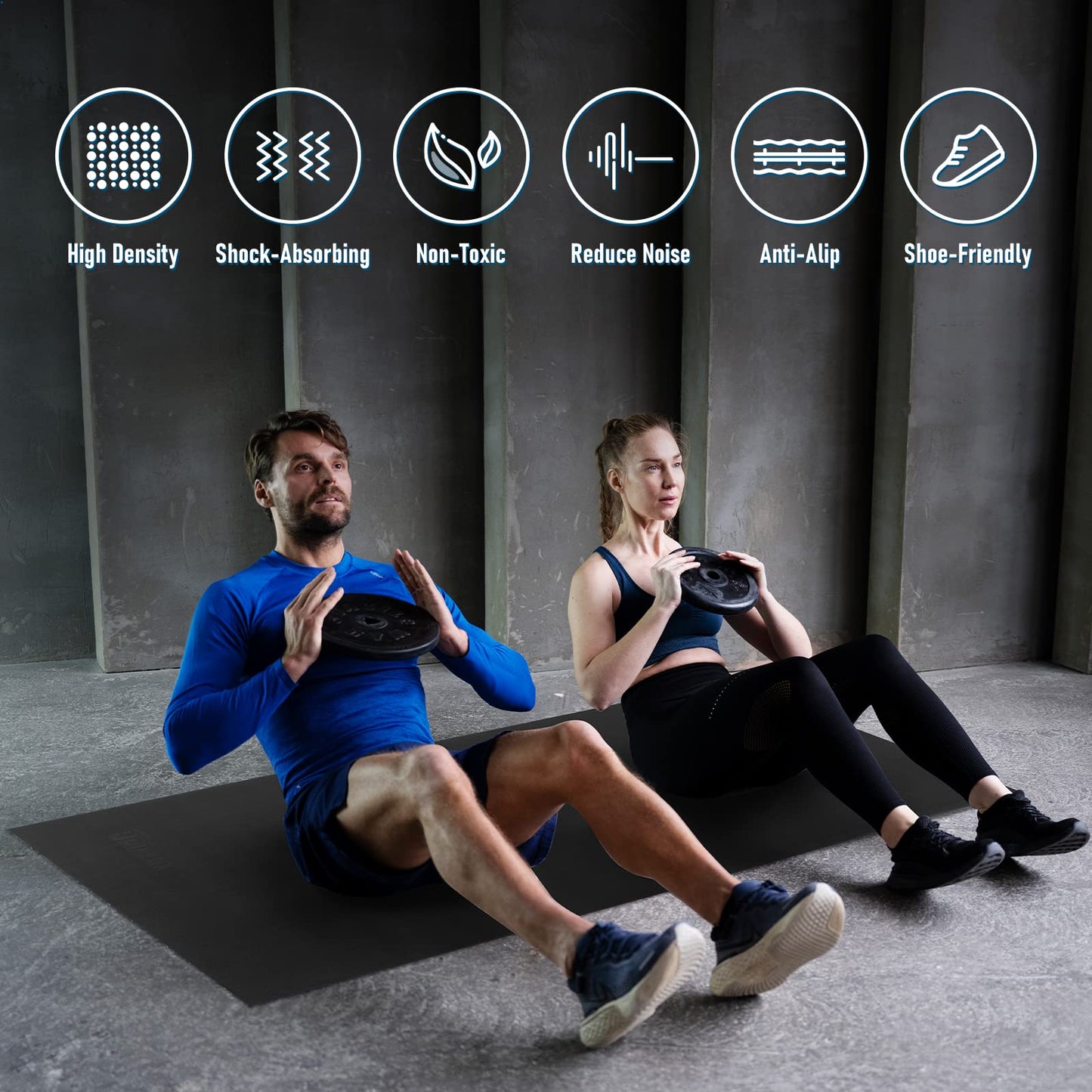 UMINEUX Premium Large Exercise Mat - 6.3 'x 4' x 7 MM, Extra Large Workout Mat Yoga Mat for Women Men, Non-Slip, Durable, Home & Gym Floor mat for Any Cardio Fitness, Shoe-Friendly (Black)
