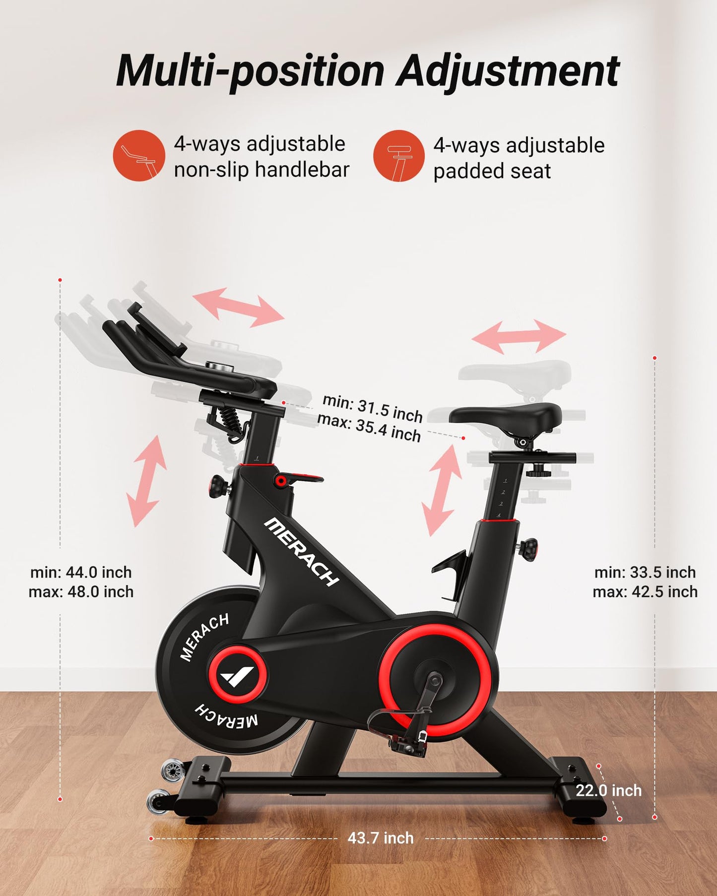 MERACH Auto Resistance Exercise Bike for Home, Bluetooth Stationary Bike with APP Data Tracking, Indoor Cycling Bike with Magnetic Resistance, SPD Pedals, Bottle Holder and 350lbs Weight Capacity