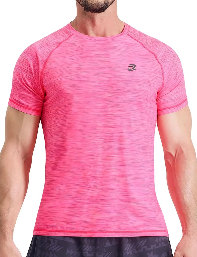 EZRUN Men's Swim Shirts UPF 50+ Sun Protection Rash Guard Quick Dry Summer Workout Gym Causal T-Shirts Fuchsia