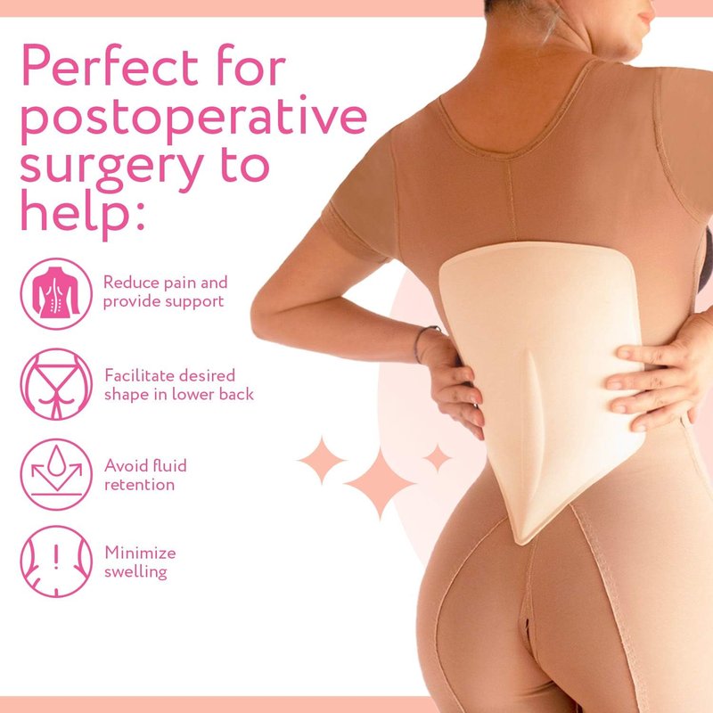 IMPRESA Lumbar Molder Liposuction Back Board - One Size, Beige Polystyrene - Breathable Post Surgery Compression Board - Lower Back Support