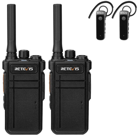 Retevis RB37 Bluetooth Walkie Talkies,Bluetooth Two Way Radio New Version,2000 mAh&120h Standby Long Battery Life,Wireless Earpiece,Flashlight,VOX,Type-C,2 Way Radio for Church Hospital Family(2Pack)