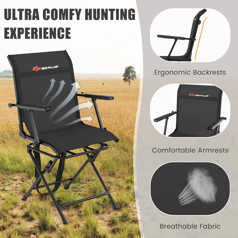 Hunting Chair - 360° Swivel Folding Blind Chair | Portable Deer Stool, 330LBS Capacity, Silent Design