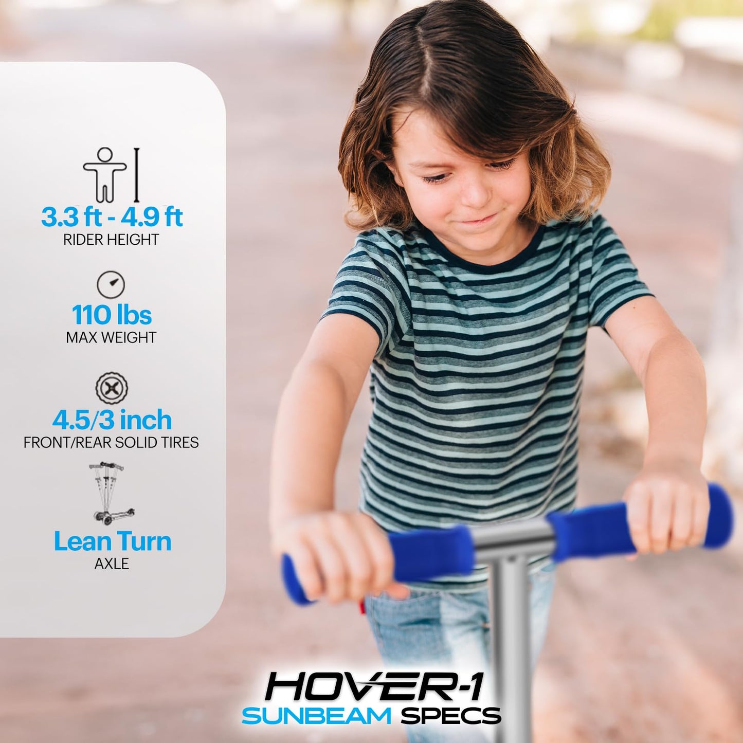 Hover-1 Sunbeam Kick Scooter with Multicolor Wheel Lights, 4.5” Front Wheels, Rear Foot Brake, and 110 Pound Weight Capacity