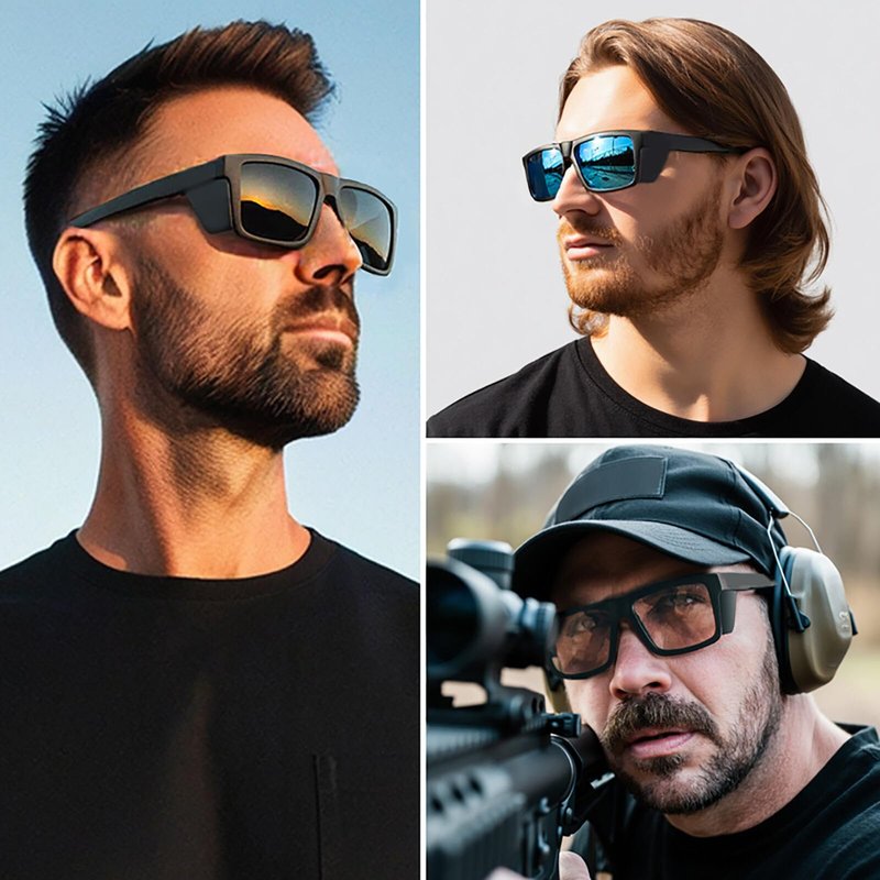 MAXJULI XXL Size Double Extra Large Z87 Sunglasses with Side Shield for Big Wide Heads Men TR90 Ultralight UV400 Protection Glasses 8228S (Super Dark)