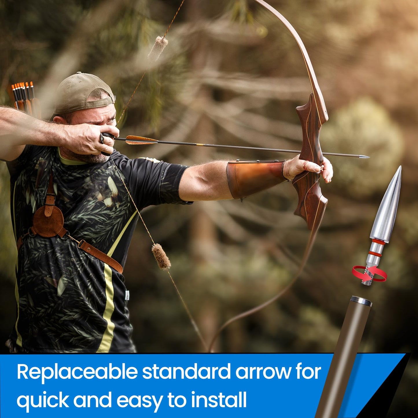 JGSDD 12pcs Archery Field Points, 100/125/150/300 Grain Field Points, Screw-in Archery Field Broadheads for Recurve, Compound Bow Crossbow, Archery Target Crossbow Practice Tip (19/64-300grain)