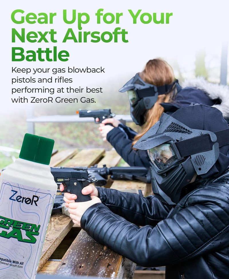 ZeroR® Green Gas - Airsoft Pistol Fuel - 13.5 Fl Oz | High-Performance Propellant