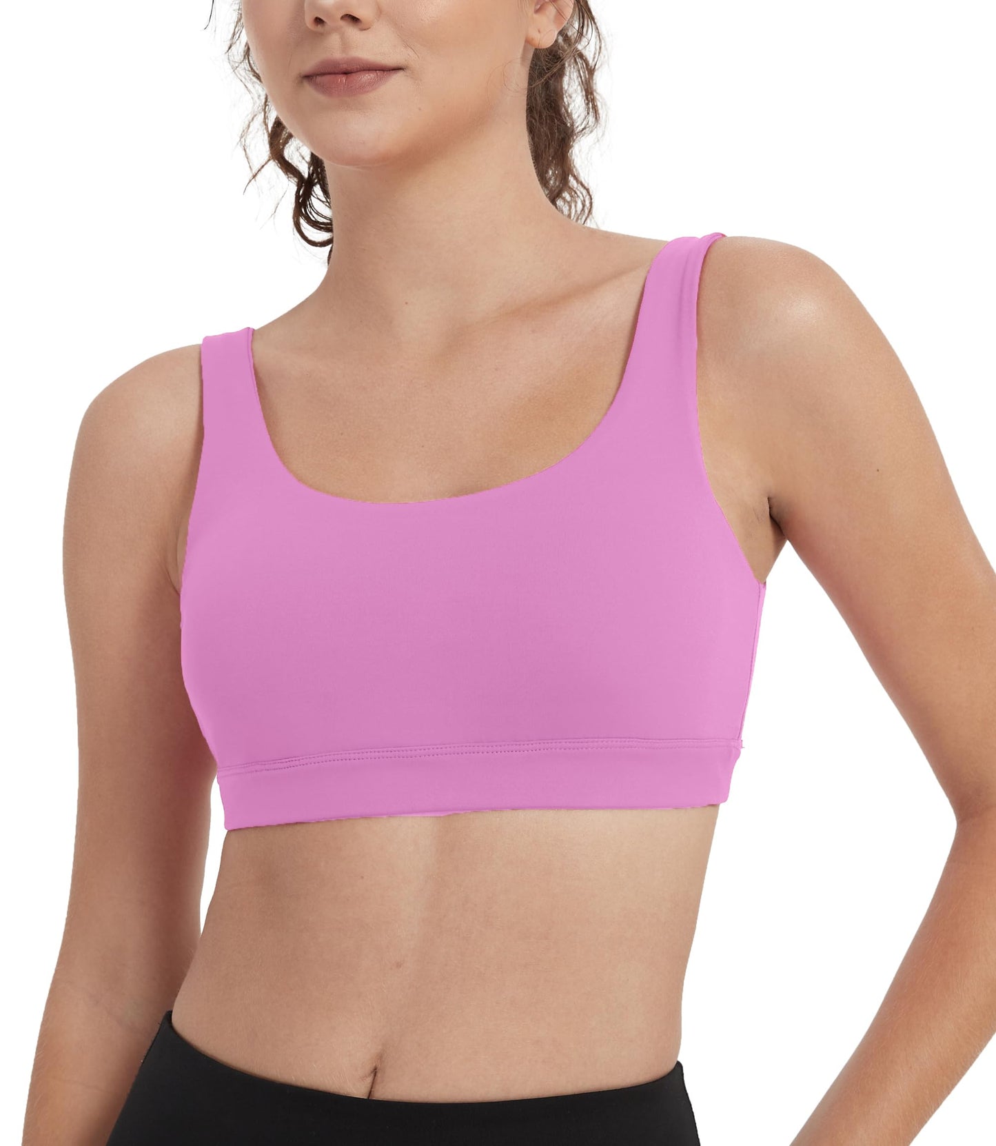 Attifall Women's Strappy Sports Bra Low Impact Yoga Bras Workout Bras with Removable Pads(Light Purple/M)