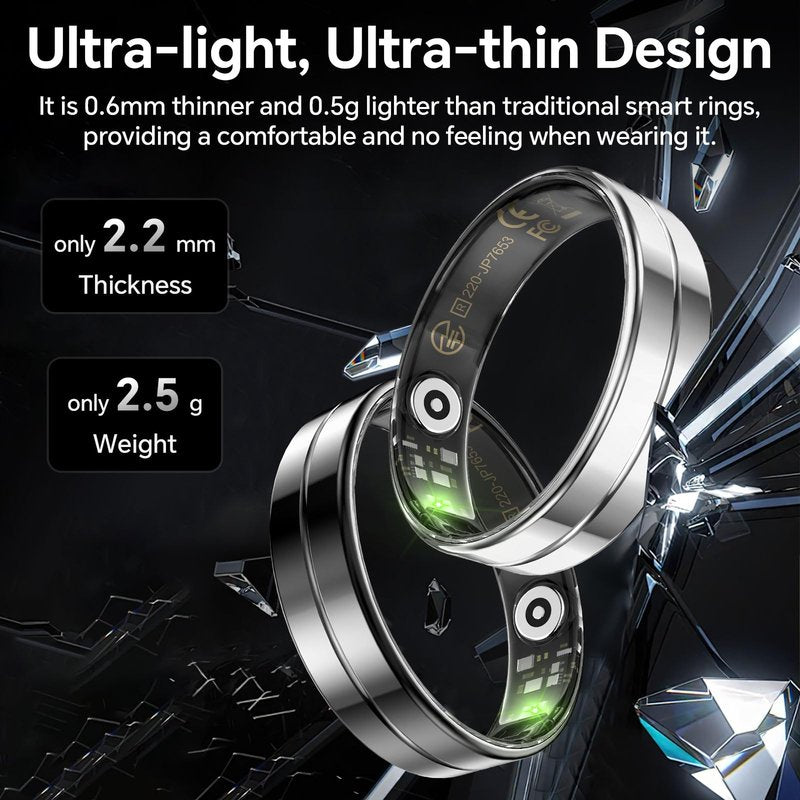 Mingtawn Smart Ring Health Tracker, 24/7 Automatically Tracks Heart Rate, Blood Oxygen, Sleep, Body Temperature, etc. Rings for Men and Women, No Subscription Fee, Android & iOS (Gold Size 11)