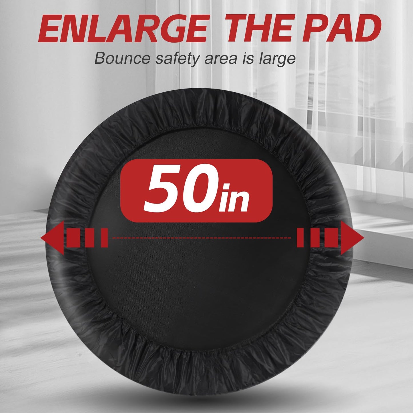 50 inch Rebounder Trampoline for Adults with Bar, Mini Trampoline for Adults Fitness, Portable Indoor/Outdoor Foldable Rebounder