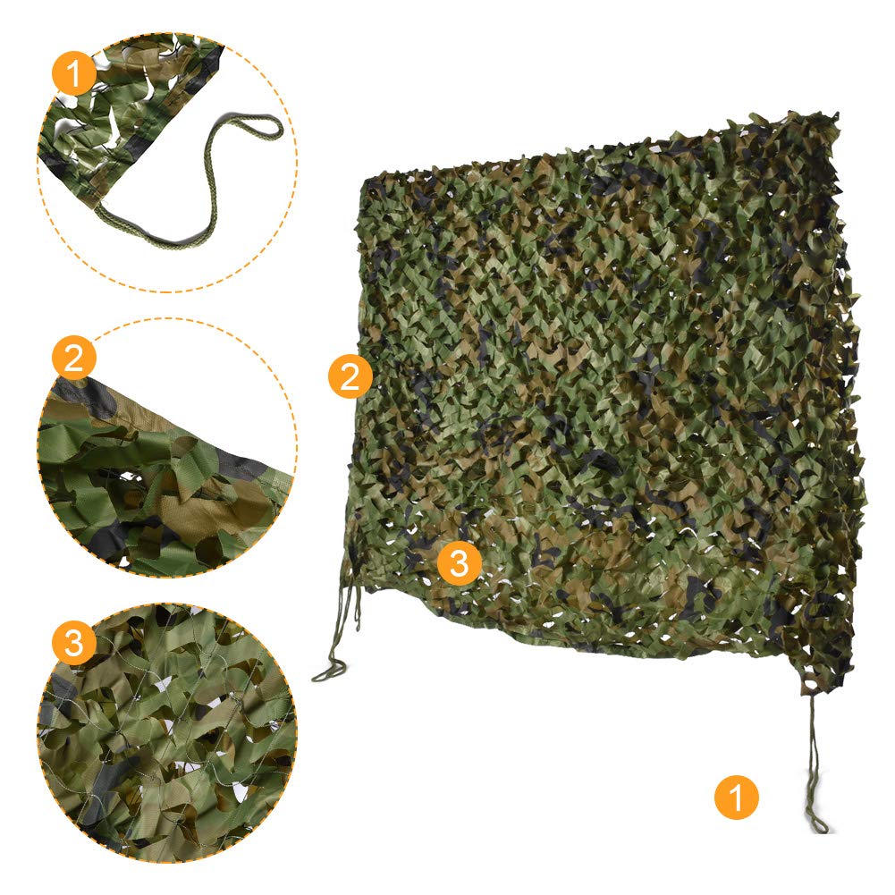 HYOUT Camo Netting Camouflage Net Bulk Roll for Hunting Blinds Ghillie Sunshade, Camping, Military Party Decoration, Woodland 6.5x6.5ft