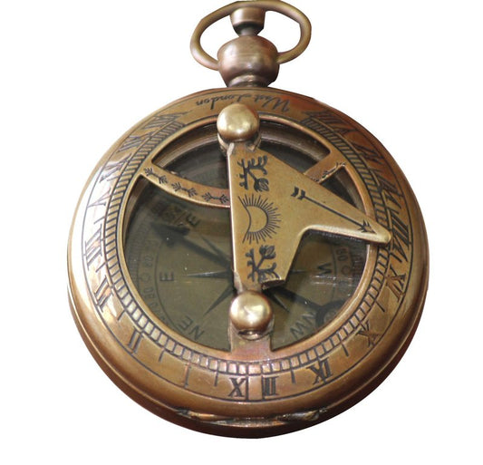 Nautical Pocket Compass with Chain Maritime Vintage Collectible Handmade Portable Magnetic Working for Travellers Camping