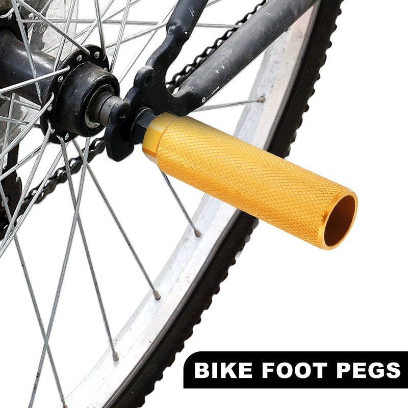 X AUTOHAUX Pair Aluminum Alloy Rear Foot Pegs Footrests Universal Yellow for BMX MTB Bike Bicycle Fit 3/8 Inch Axles