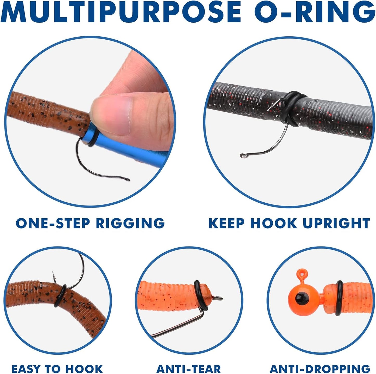 Truscend Gradient Fishing Wacky Rig Tool - 210 Silicone O-Rings for 3"-7" Worm Lures | Easy Installation & Protection