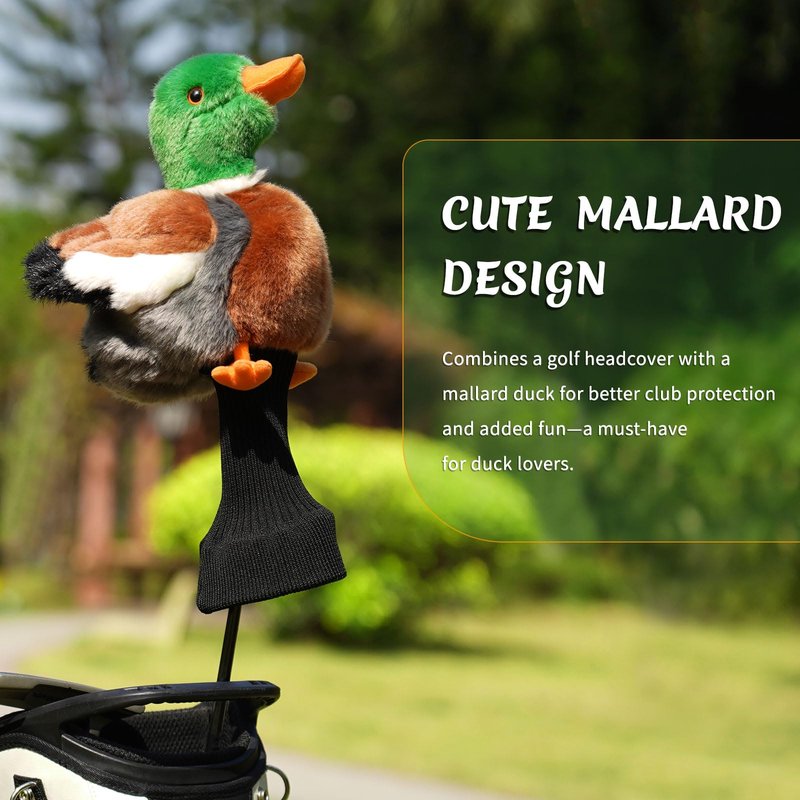 Funny Driver Headcover, Plush Golf Club Covers Long Neck, Animal Headcover, Fairway Wood Hybrid Headcover, Headcovers for Golf Clubs Fits Men and Women,Driver Headcover Animal for Present,Mallard Duck