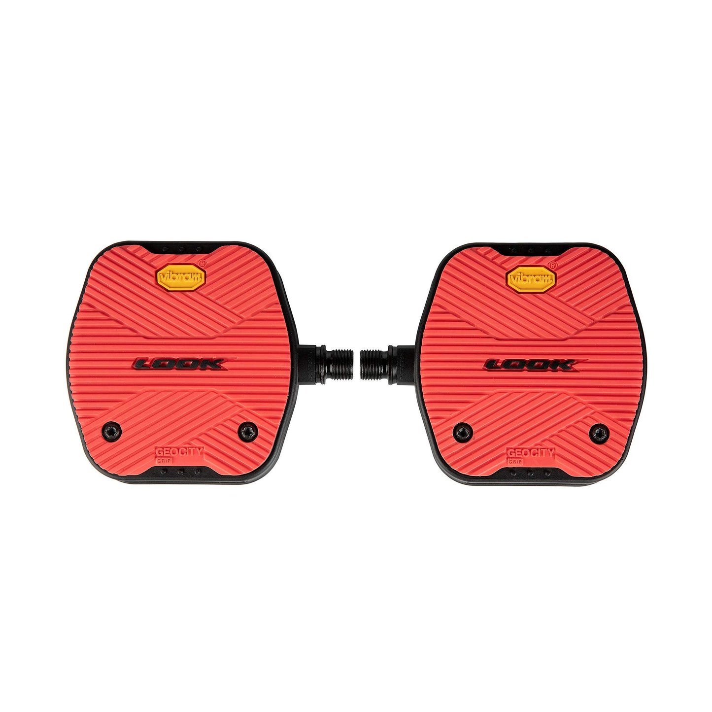 LOOK Cycle - Geo City Grip - MTB Bike Pedals - Flat Pedals - Slip-Proof Safety - Innovative Activ Grip Rubber - Premium High-Performance Urban Bike Pedal - RED