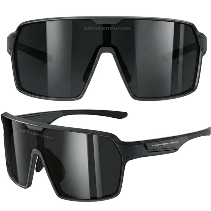 grinderPUNCH Polarized Sport Sunglasses for Men and Women, Lightweight Sun Glasses with UV Protection for Baseball Picketball Snow Hiking Cycling Running Fishing (Black)