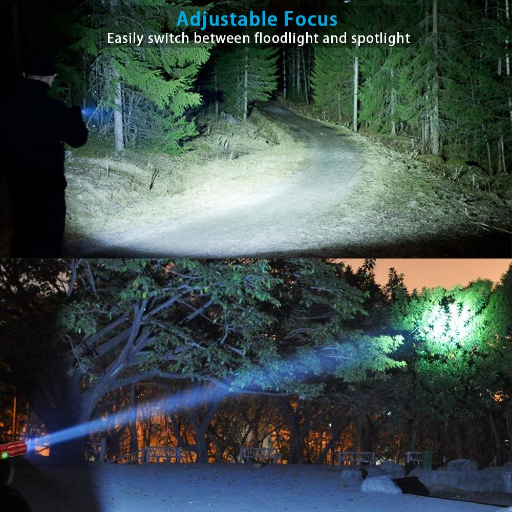 UV Flashlight Rechargeable, Black Light Flashlight with Magnet&Side Work Light 3in1 Tactical Flashlight Blacklight&Redlight, 1000lm, Zoomable, Waterproof LED Torch for Pet Urine Detector, Red,2Pcs