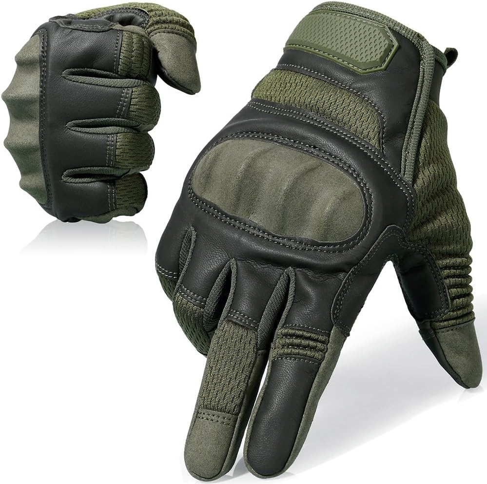 Touchscreen Full Finger Gloves for Men - Padded Outdoor Winter Gloves | Green