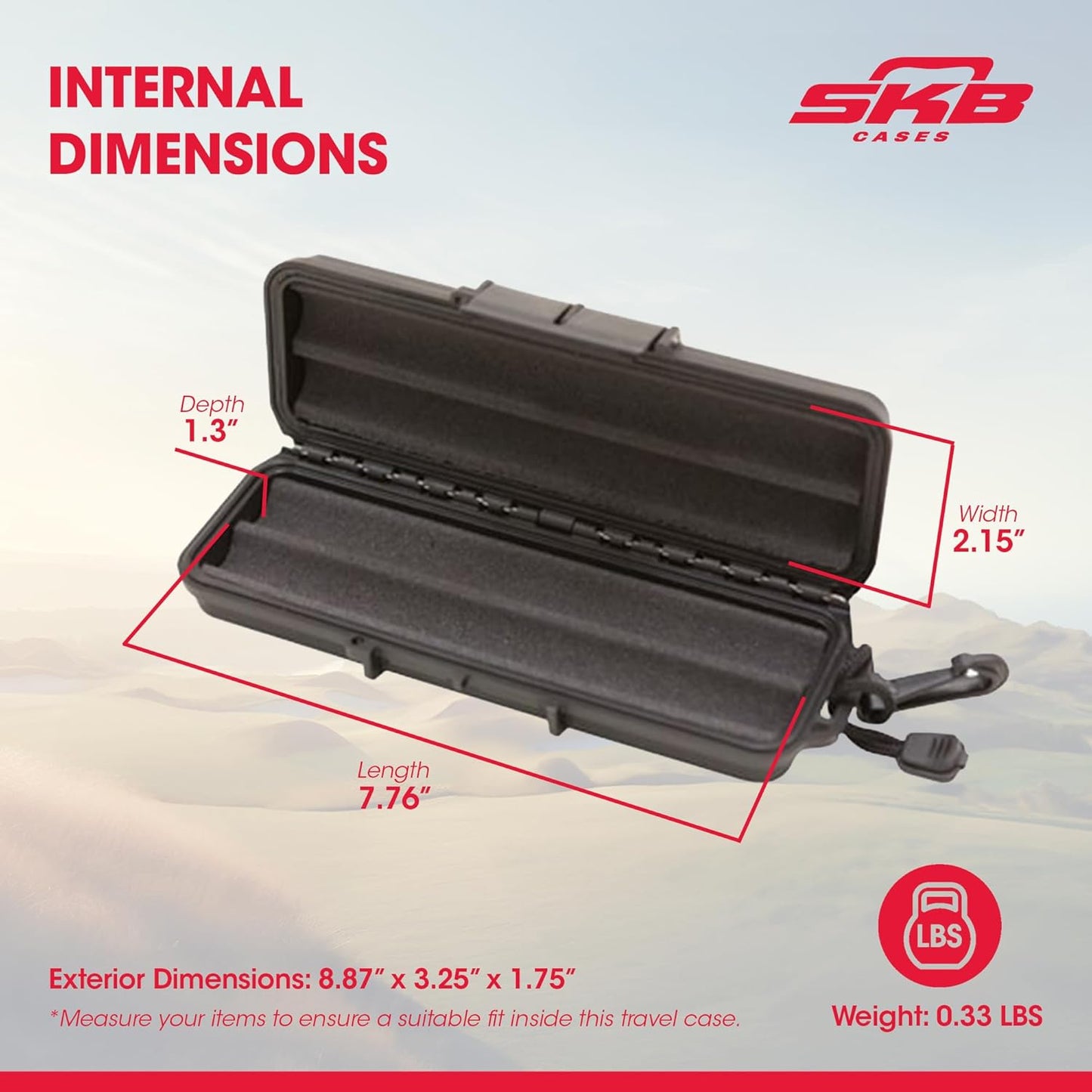 SKB Cases Waterproof Hard Case - Mil-Standard Injection Molded Design | Small 7" x 2" x 1" with Padded Handle