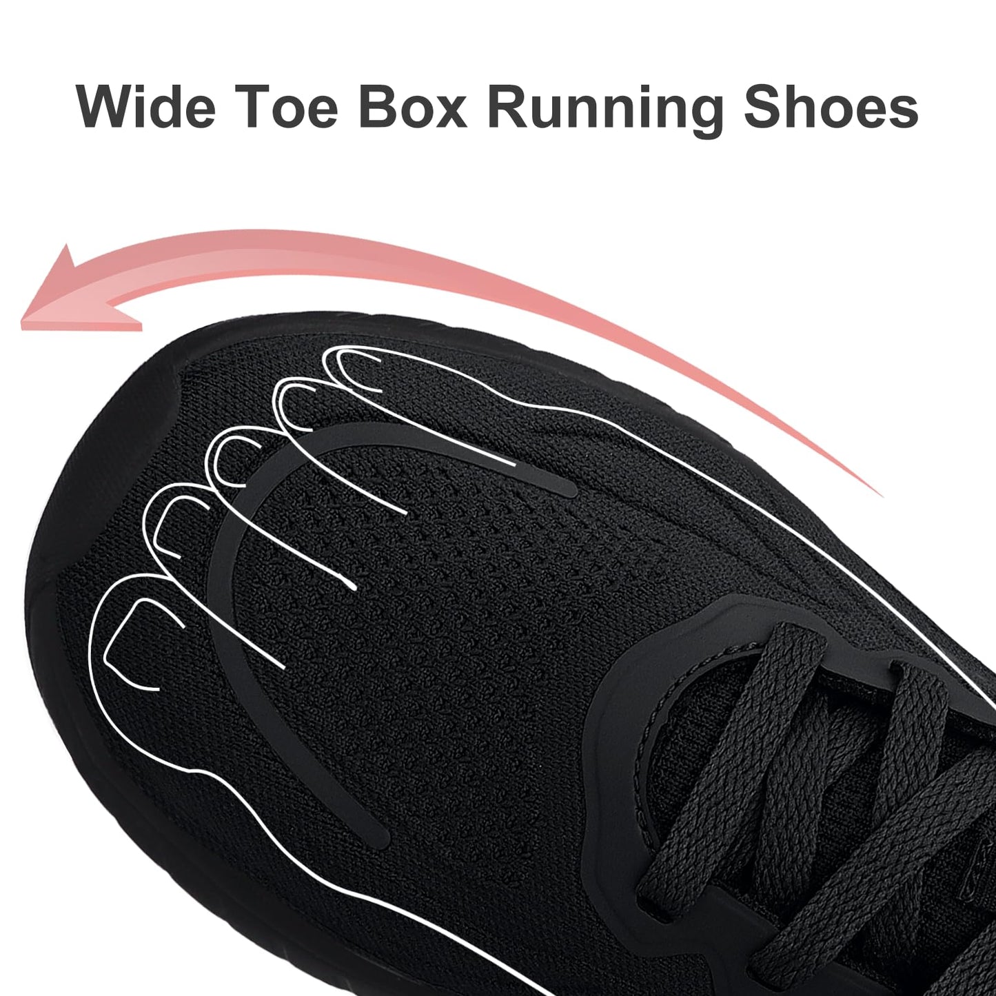 Puweco Breathable Mens Running Shoes, Arch Sopport Black Sneakers for Men, Non Slip Work Shoes for Men Walking Athletic Gym Jogging and Sports