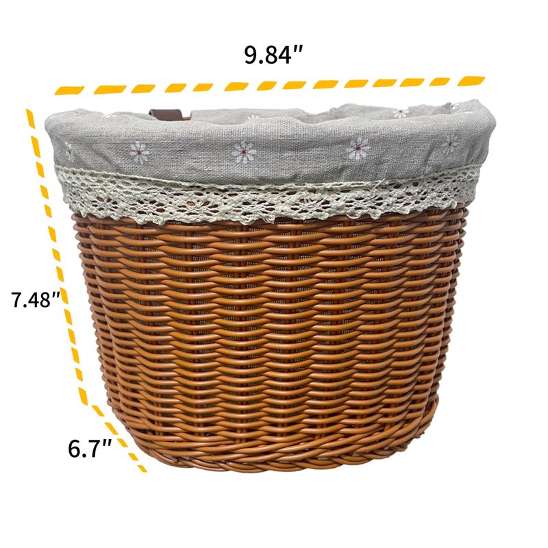 Wicker Bike Basket Front Cargo for Women and Men, Fits Most Bikes, Beach Cruiser, Stationary Bike, Ebike, Road Bikes,Rattan Bike Basket