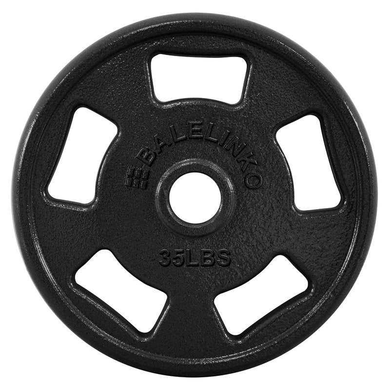 Balelinko Cast Iron 2-Inch Olympic Grip Plate Weight Plate for Strength Training, Weightlifting and Crossfit in Single, 35LB, Black