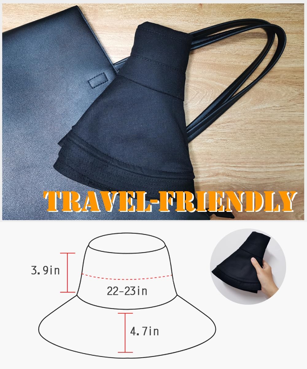 Wide Brim Sun Hat for Women - UV Protection Bucket Hat with Adjustable Strap | Packable Summer Accessory