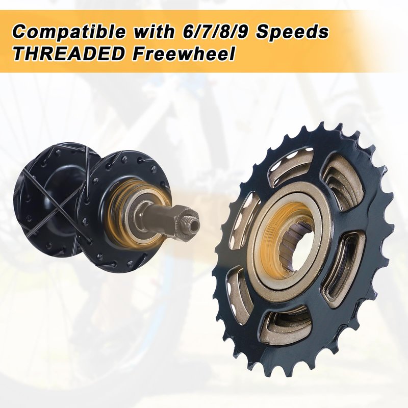 26/27.5/29 Inch Bicycle Wheelset - 14Gx32H Spokes with ED Brass Nipples - 100mm Front/135mm Rear QR Hubs - 6-Bolt Disc Brake Compatible Release for 6-9 Speed Bikes (Rear, 26 inch)