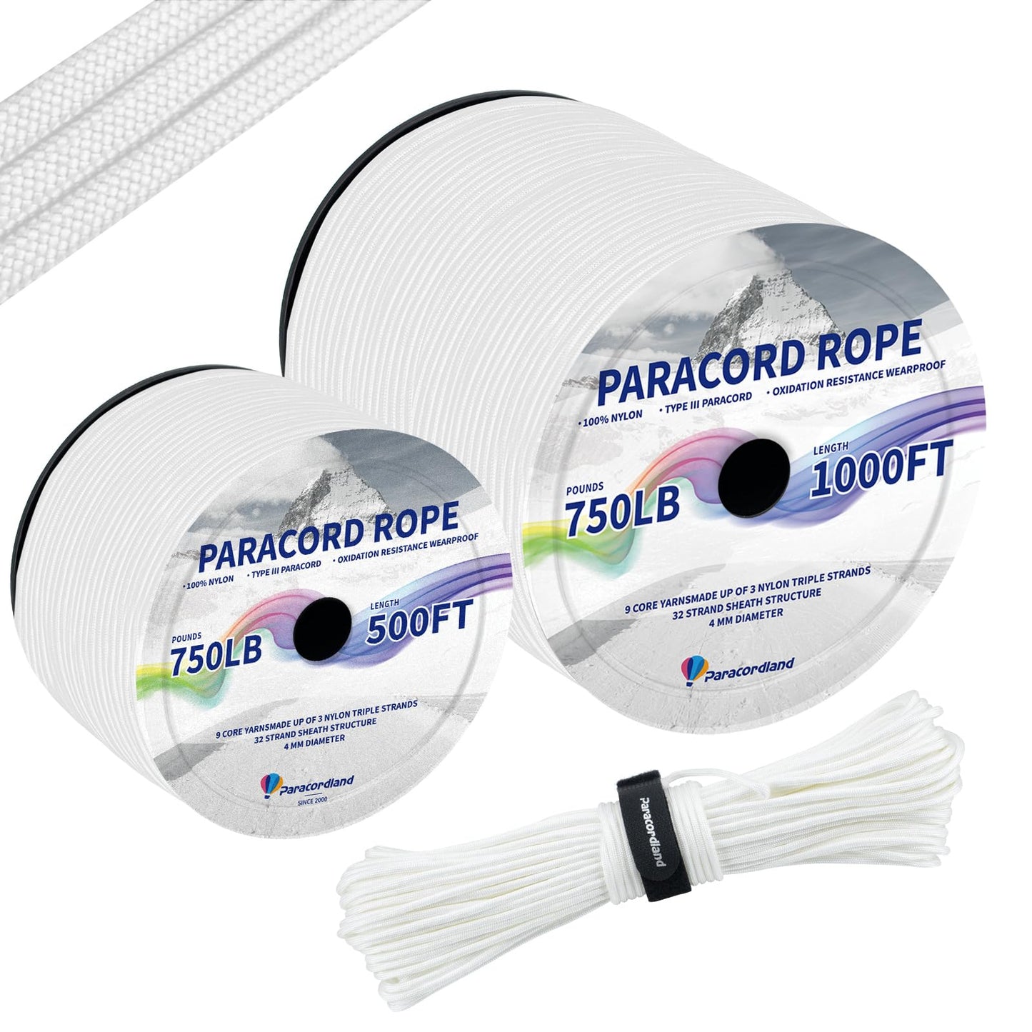 Paracordland-750LB Paracord Rope-100ft/500ft/1000ft- 9 Strand Parachute Spool Cord Heavy Duty String Ideal for Survival Gear Bracelet Camping Hikig Fishing-Army Green-1000FT