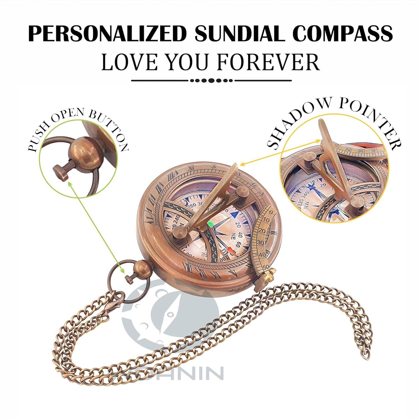 Huband Gifts Valentine's Day Gifts for Husband - Engraved Brass Compass, Romantic Keepsake for Him
