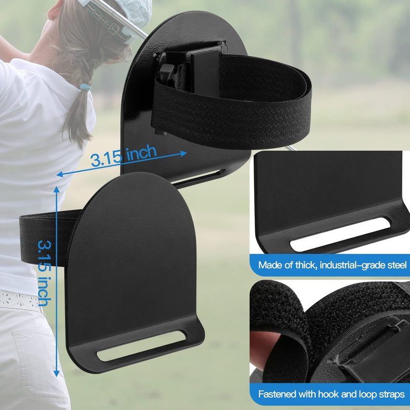 Xxerciz Golf Bag Metal Landing Pad for Magnetic Golf Accessories and Gears Like Magnetic Rangefinder, Magnetic Golf Towels Strap Clip Golf Bag Accessories with Two Hook and Loop Straps