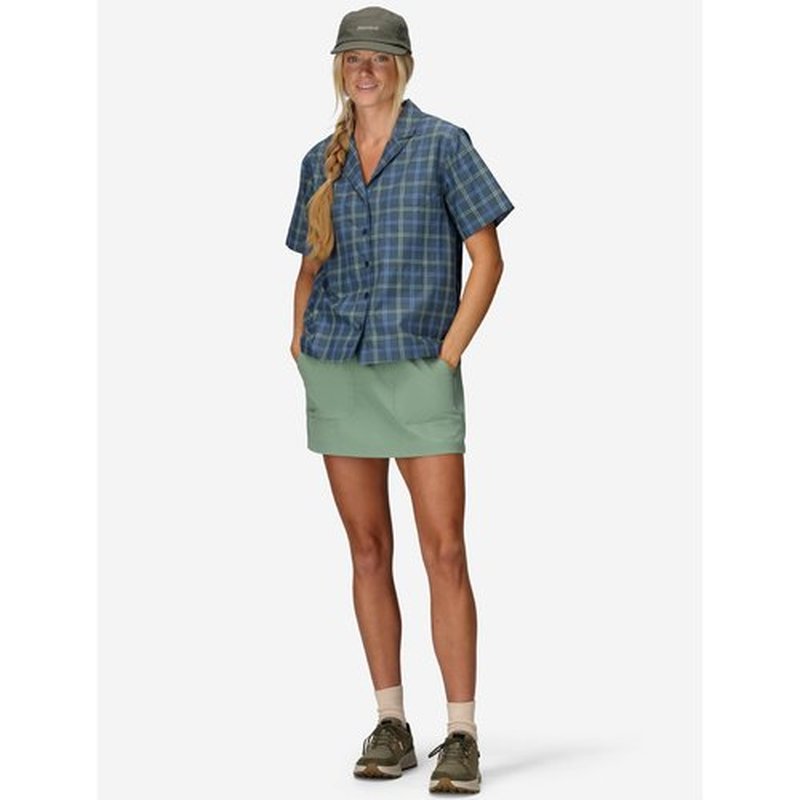 MARMOT Women's AirExchange UPF 40 Short Sleeve Camp Shirt - Lightweight Breathable Quick-Dry, Thunderhead Windowpane, Small