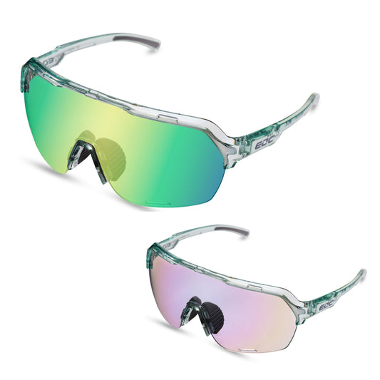 EOC SkyShift Color Mirrored Photochromic Transition Sports Sunglasses (Skyshift Green (Frame: Crystal Teal), 150, Millimeters)