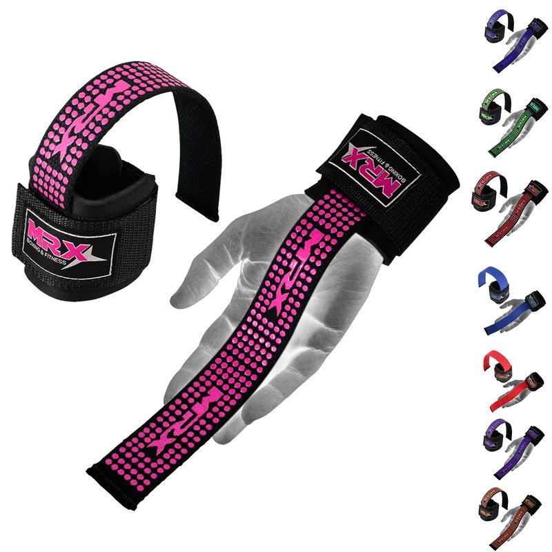 MRX Lifting Strap for Weightlifting Deadlift Straps for Powerlifting with Wrist Wrap Support for Strength Training Bodybuilding Wrist Straps for Weight Lifting|Black/Pink