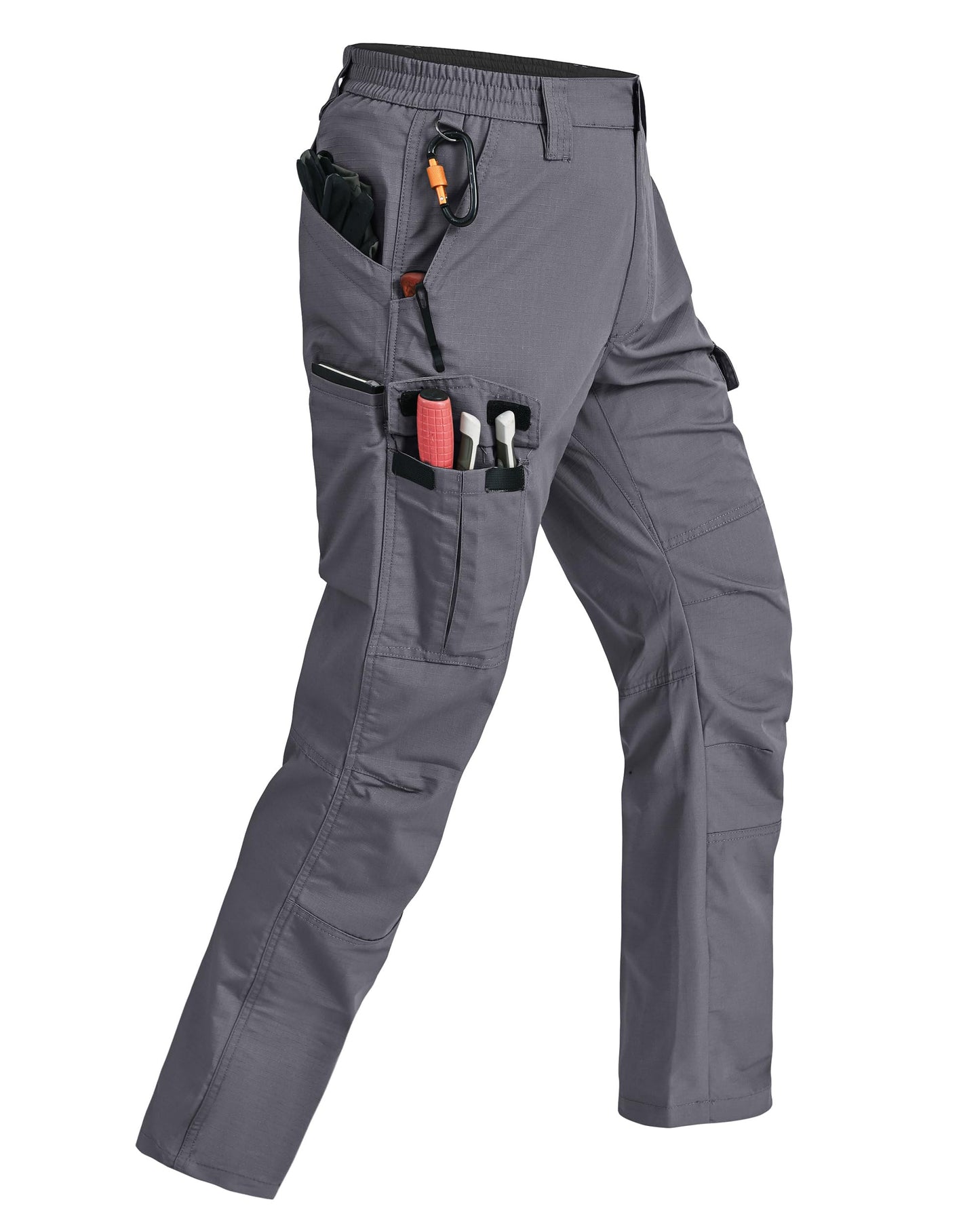 Rapoo Cargo Work Pants for Men Hiking Tactical Military Army Pants for Men with Multi Pockets Mens Ripstop Construction Breathable Outdoor Pants Grey 34Wx34L