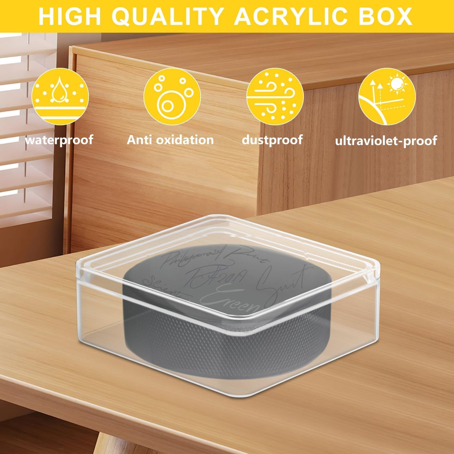 Acrylic Hockey Puck Display Cases - Official Size Cube Holders for 3 Pucks | Clear Protection