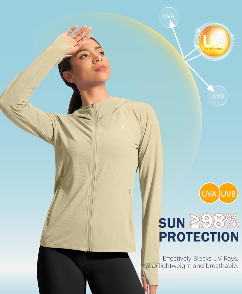 Soothfeel Women's UPF 50+ Sun Protection Hoodie - Lightweight Long Sleeve Jacket for Hiking & Outdoor Activities
