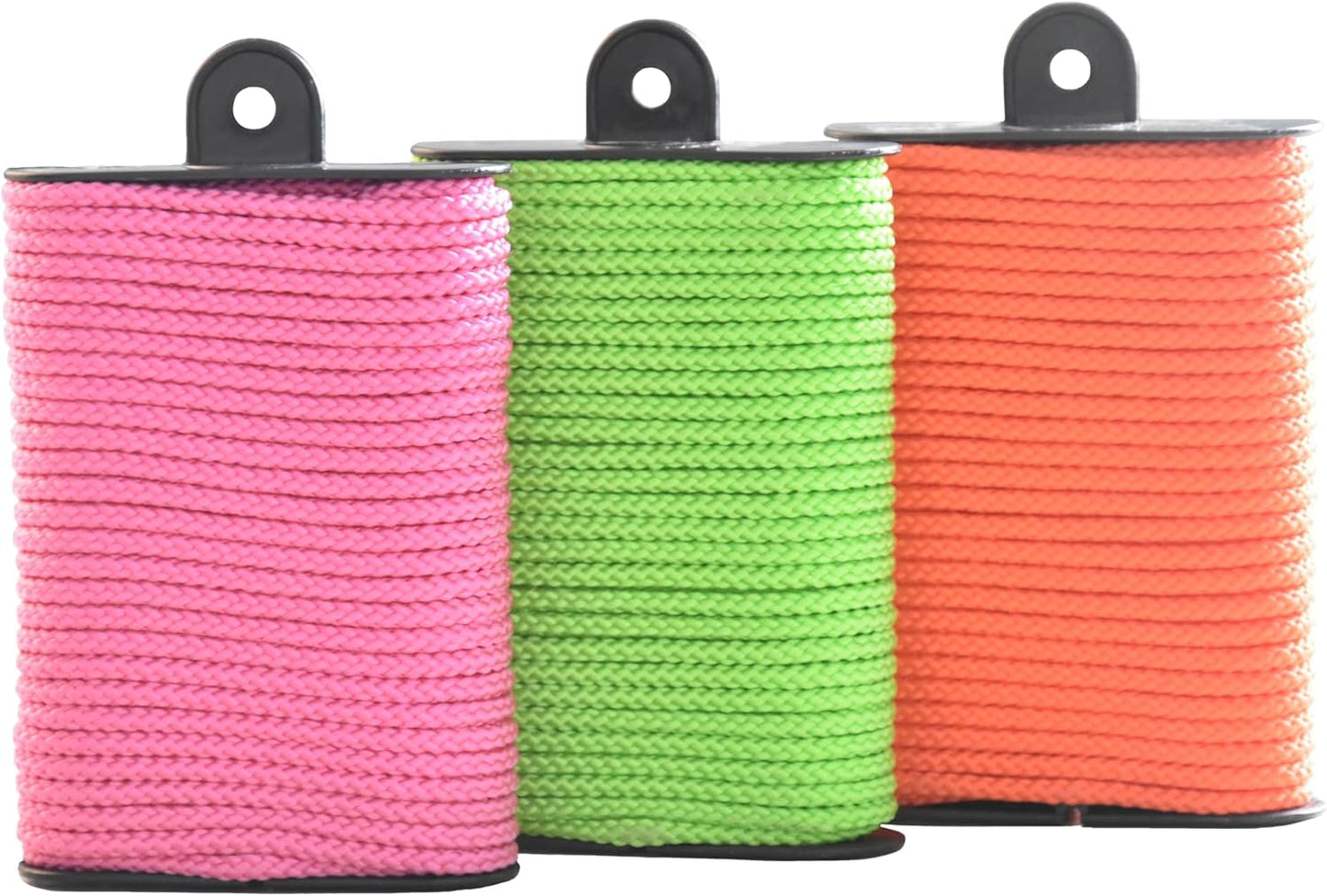 Utility Cord Diamond Braided 1/8" x 45' Polypropylene Rope - Heavy Duty General Purpose for Marine, Camping, DIY | Pink & Green, Orange