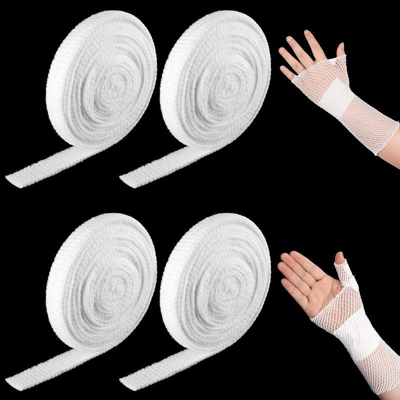 4 Rolls Tubular Bandage Elastic Net Wound Dressing Elastic Retainer Tubular Stretch Gauze Bandage Without the Use of Adhesive Tape (Size 4)