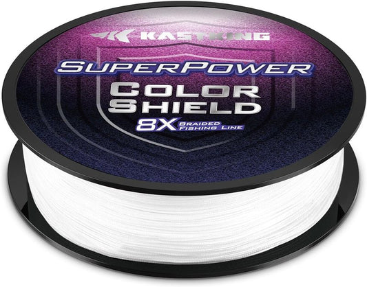 KastKing Superpower ColorShield Braided Fishing Line - 100% Colorfast UHMWPE Fiber, Smooth & Strong | Near Zero Stretch, High Abrasion Resistance