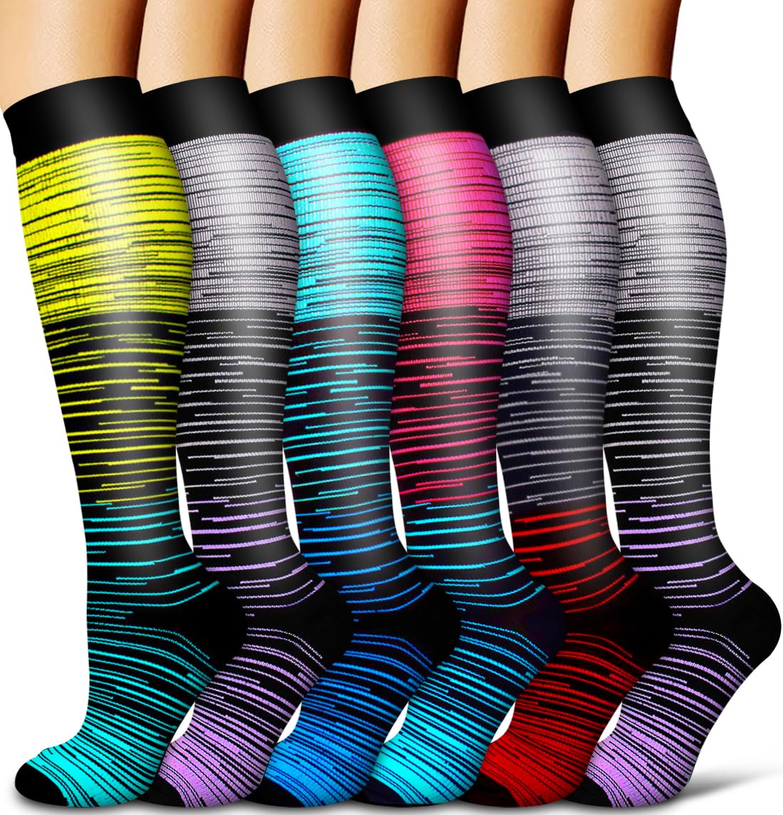 COOLOVER Copper Compression Socks for Women and Men(6 Pairs)-Best Support for Running, Athletic, Travel