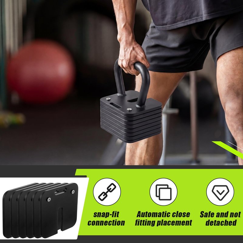 LEIFIDE 6 Pieces 5 lb Adjustable Dumbbell Plates Square 7.2 x 7.2 x 0.4 Inch, Iron Weight Plates Set Lock for Loading, Strength Training and Home Gym