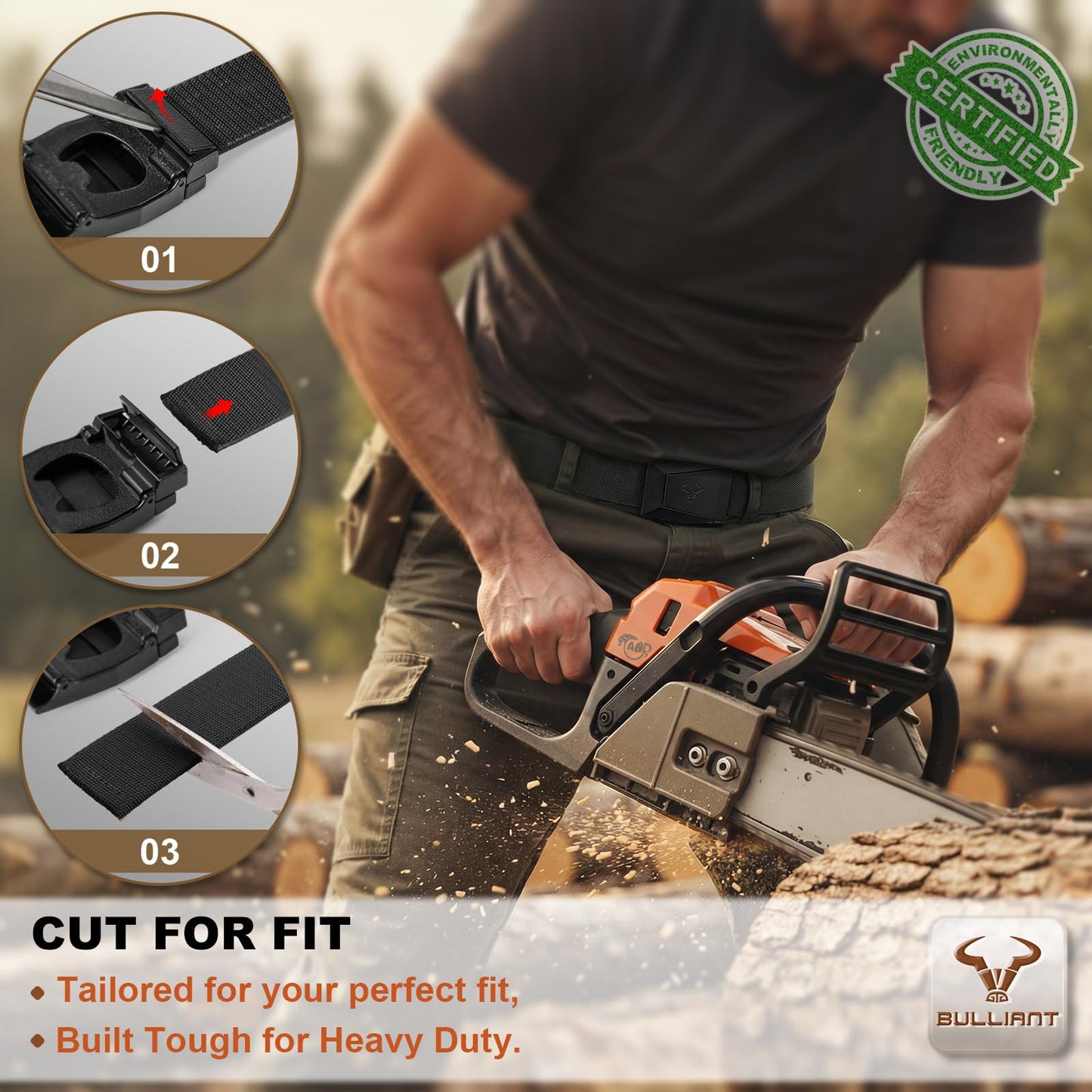 BULLIANT Men Tactical Belt 2 Pack,Stretch Western Rigger Web Belt For Cowboy Military Heavy Duty 1.5"-Cut For Fit(Black/Dark Gray,34"-38" Waist Adjustable)
