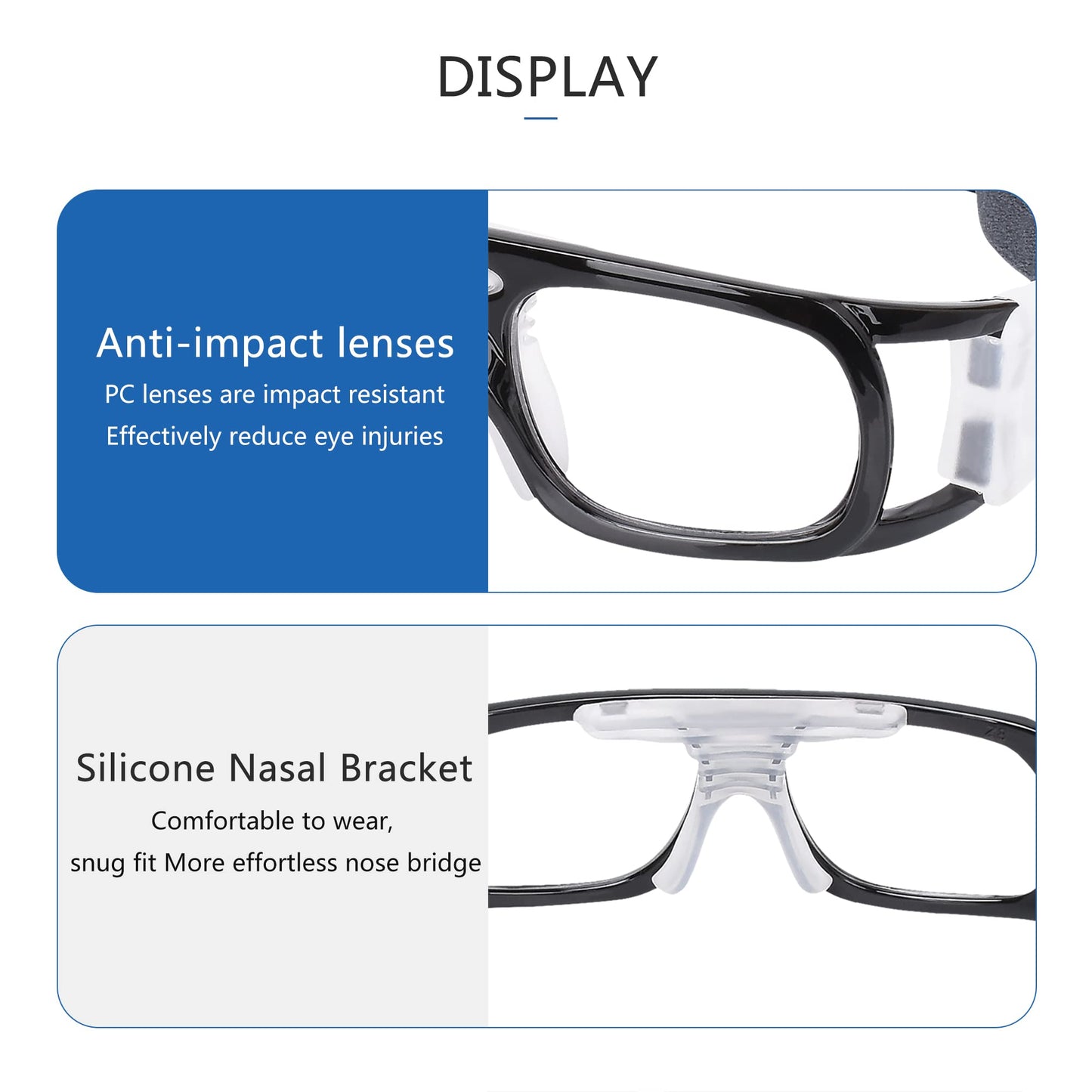 SooGree Men Basketball Glasses.Soccer Football Sport Protective Eyewear Safety Goggles,Sports Glasses with Replaceable Lens