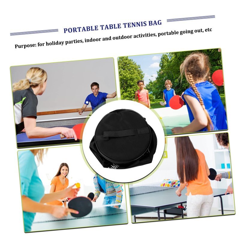 Kisangel Table Tennis Bag Portable Storage Pouch with Zipper and Handle Large Capacity Table Tennis Ball Holder for Training Home and Outdoor Use