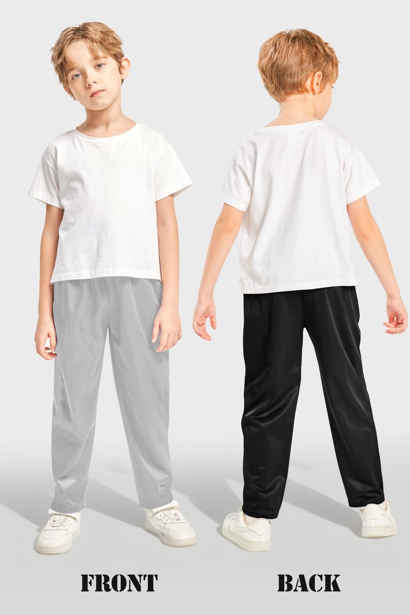 Resinta 4 Pack Boys' Fleece-Lined Open Bottom Sweatpants Boys Athletic Active Jogger Pants with Pockets and Drawstring Black Medium
