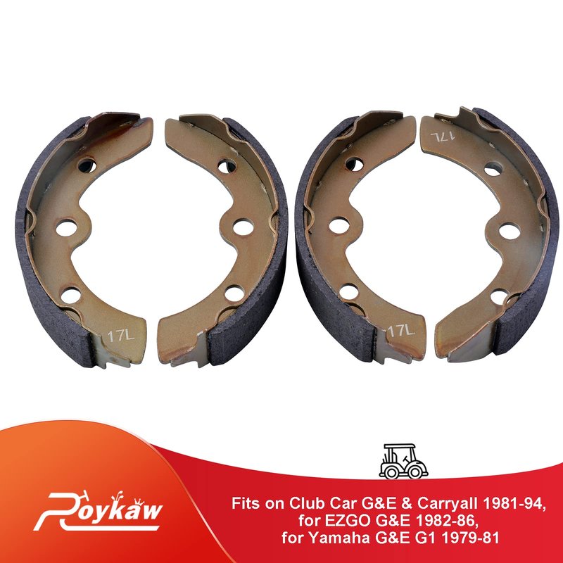 Roykaw Golf Cart Brake Pads Shoes for Club Car DS & Carryall 1981-1994 Models, Manual Adjust, Replaces OEM # 1011463, 1011296, 1011433, 1015757, 101880701, (4 Long)